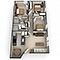 3D floor plan rendering of apartment