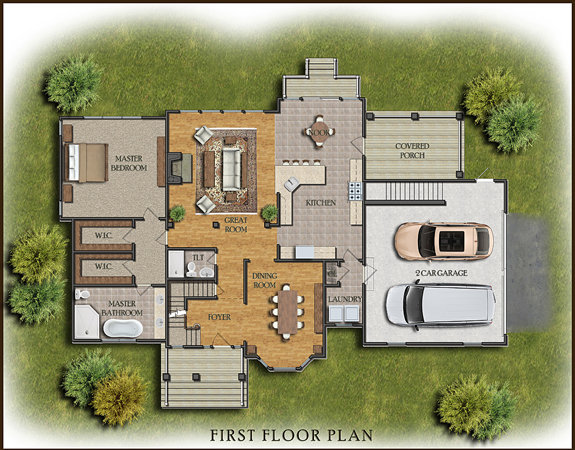 Color 2D Graphics Floor Plans